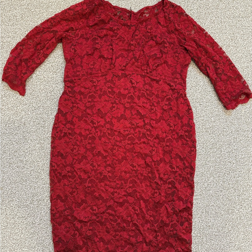 Seraphine Maternity Red Lace Holiday Party Dress